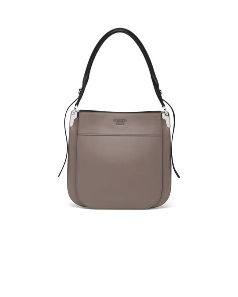 prada margit shoulder brown|Prada Margit leather hobo shoulder bag.